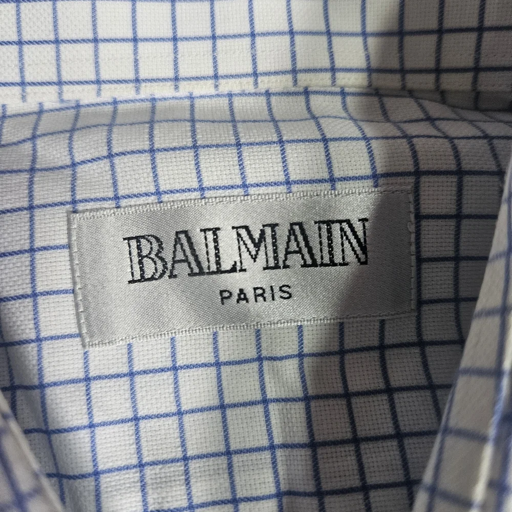 Balmain White and Blue Grid Pattern Shirt - Picture 2 of 6